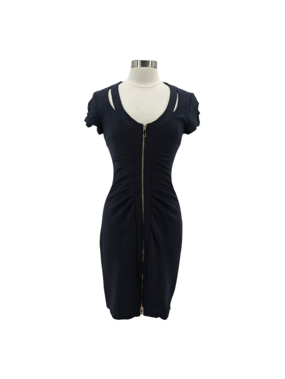 Vintage Cache Womens 8 Dress Bodycon Zipper Cap Sleeve Party Cocktail Ruched